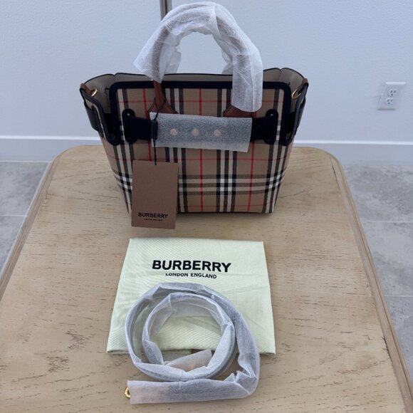Burberry Small Vintage Check, Triple Stud Tote Bag, Archive Beige - Picture 5 of 14